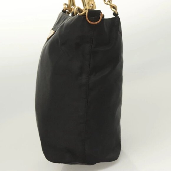 PRADA Chain Hand Bag Nylon Black Gold - Picture 6 of 16